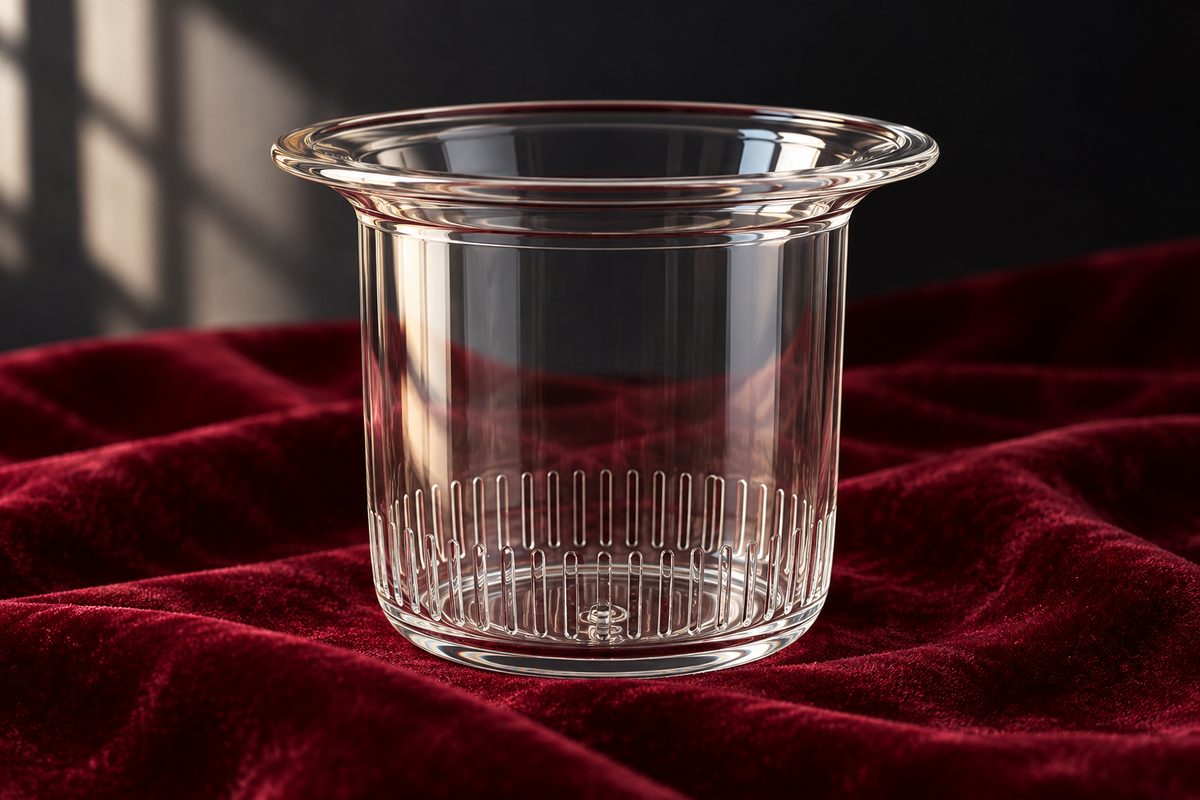 Precision glass infuser cylinder insert with micro-filtration slits.